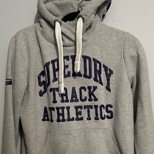 Superdry Grey Hoodie with Navy Lettering